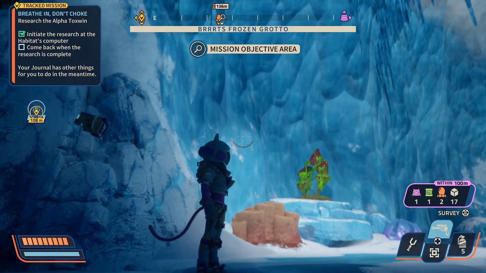 Brrrts Frozen Grotto in Revenge of the Savage Planet (Image via Raccoon Logic Studios // YouTube@Hikikomori Gaming)